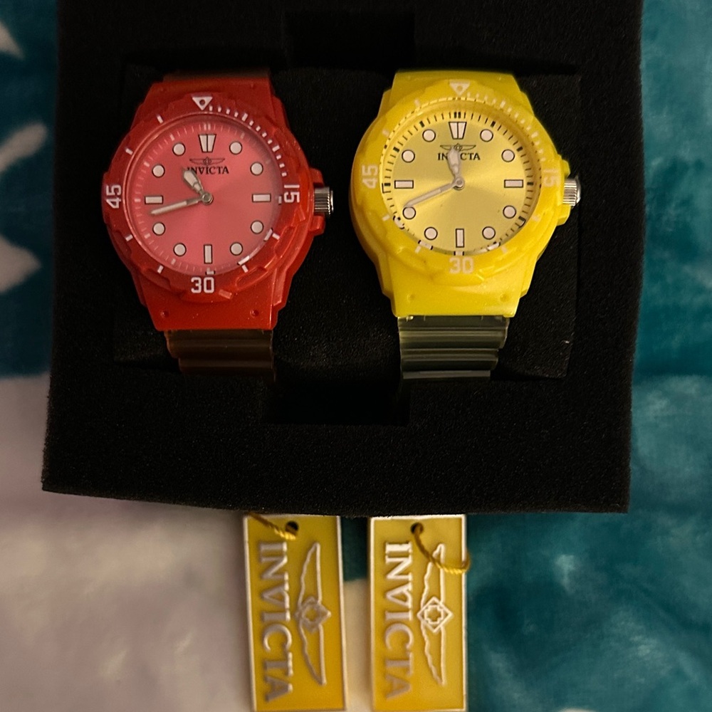 Invicta Dual Watch Set in Red and Yellow NWT